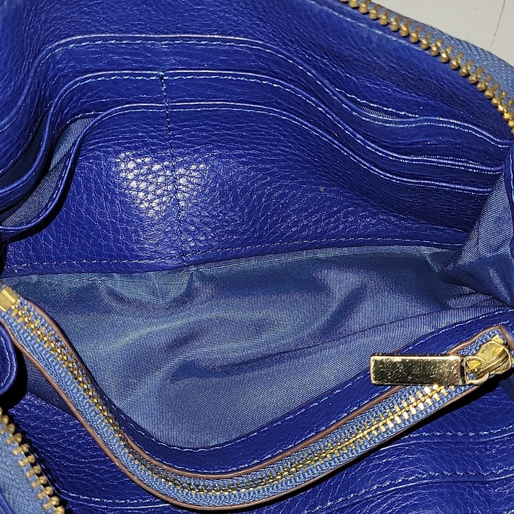 Tory Burch Royal Blue Leather Zip-Around Wallet with Tassel Pull - Picture 9 of 12